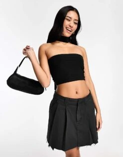 New Look Slinky Jersey Bandeau With Neck Tie In Black For Women