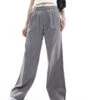 New Look Boxer Detail Trousers In Grey For Women