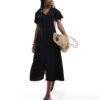 New Look Lace Detail Button Through Dress In Black For Women