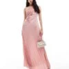 New Look One Shoulder Pleated Midi Dress In Pink For Women