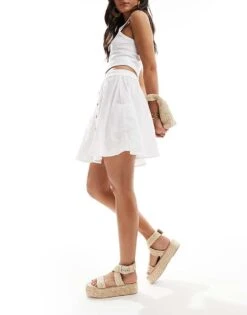 New Look Button Down Mini Skirt In White For Women