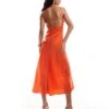 New Look Open Back Satin Maxi Dress In Red For Women