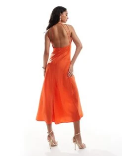New Look Open Back Satin Maxi Dress In Red For Women