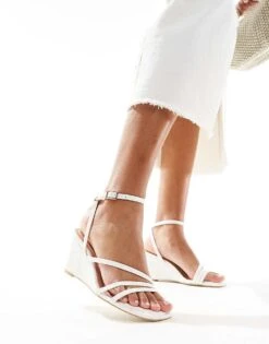 New Look Woven Wedge Heel Sandal In White For Women