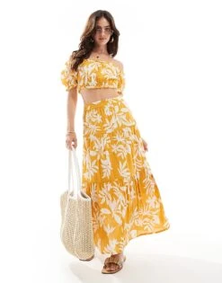 New Look Pattern Midi Skirt Co-ord In Yellow