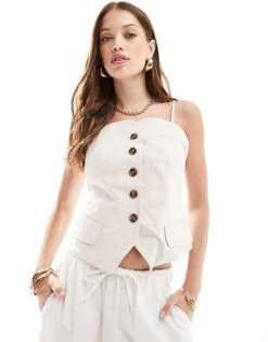 New Look Waistcoat In Cream For Women