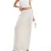 New Look Linen Maxi Skirt In Stone For Women