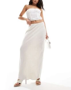 New Look Linen Maxi Skirt In Stone For Women
