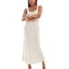 New Look Scoop Neck Midi Dress In Off White For Women Cream