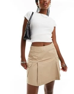 New Look Cargo Utility Mini Skirt In Tan For Women