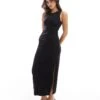 New Look Slinky Ruched Side Maxi Dress In Black For Women
