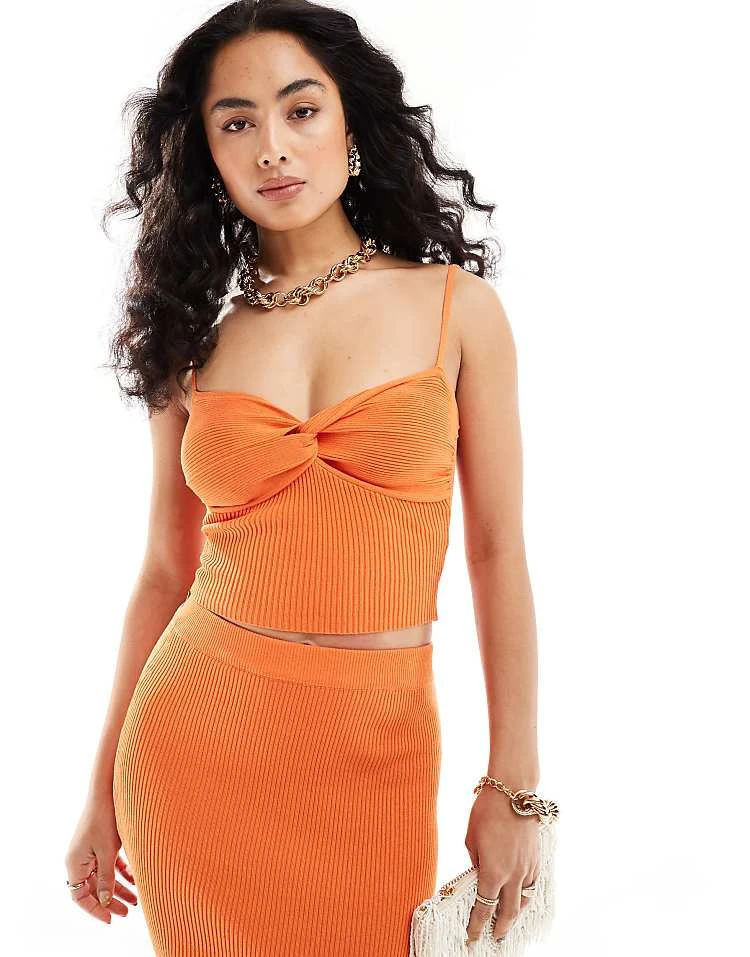New Look Knitted Midi Skirt Co-ord In Orange - Image 2