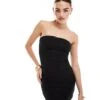 New Look Bow Detail Bandeau Mini Dress In Black For Women