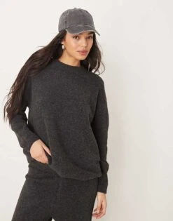 New Look Co-ord Oversized Jumper In Dark Grey For Women