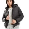 New Look Cropped Puffer Coat In Grey For Women