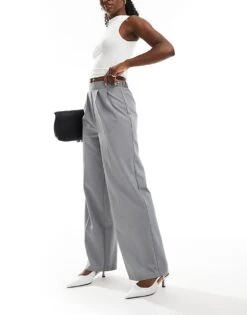 New Look Wide Leg Pull On Trousers In Grey For Women Light Grey