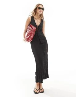 New Look Crinkle Co-ord Set In Black