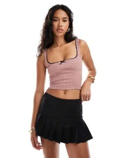 New Look Crinkle Corset Top In Pink For Women