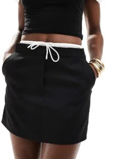 New Look Boxer Detail Mini Skirt In Black For Women