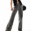 New Look Wide Leg Jeans In Leopard Print For Women Brown