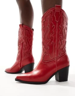 New Look Western Boot In Red For Women