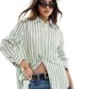 New Look Striped Shirt In Green For Women Mid Green