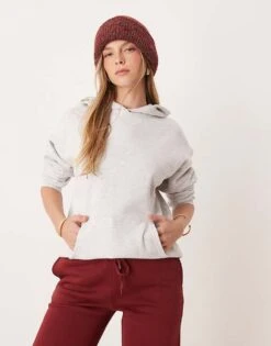 New Look Hoodie In Grey Marl For Women Light Grey