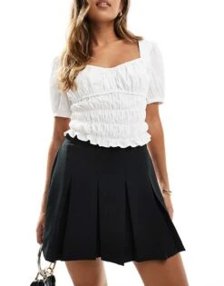 New Look Box Pleat Mini Skirt In Black For Women