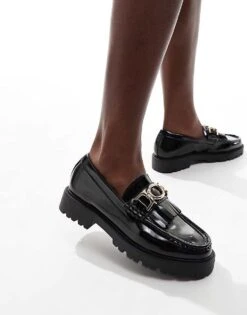New Look Chunky Loafer With Tassle Trim In Black For Women