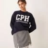 New Look Copenhagen Slogan Jumper In Navy For Women