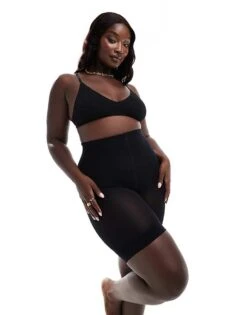 New Look Plus New Look Curve 80 Denier Anti-chafing Tights In Black For Women