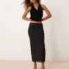 New Look Floral Flocked Mesh Midi In Black For Women