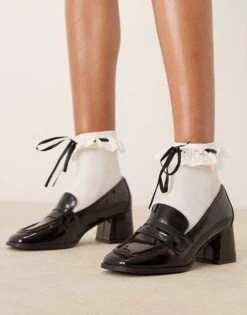 New Look Heeled Loafer In Black For Women