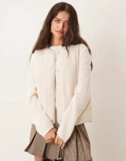 New Look Borg Gilet In Cream For Women