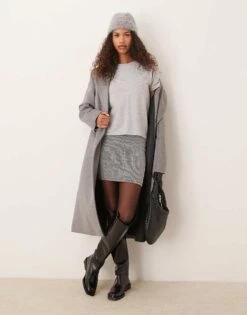 New Look Acid Wash Ribbed Mini Tube Skirt In Grey For Women