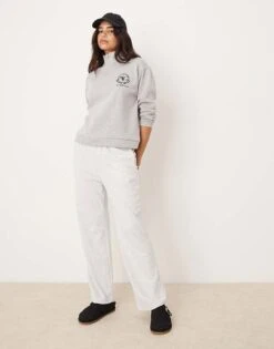 New Look Wide Leg Joggers In Grey Marl For Women Light Grey