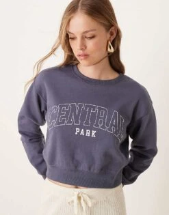 New Look Central Park Cropped Jumper In Blue For Women Navy