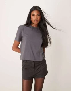 New Look Boxy Tee In Dark Grey For Women