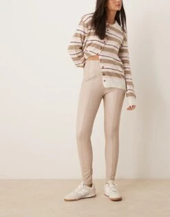 New Look PU Leggings In Off White For Women Cream