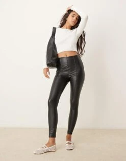 New Look PU Leggings In Black For Women