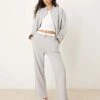 New Look Low Rise Ruched Joggers In Grey Marl For Women Light Grey