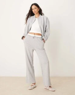 New Look Low Rise Ruched Joggers In Grey Marl For Women Light Grey