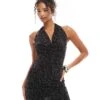 New Look Hotfix Halter Mini Dress In Black For Women