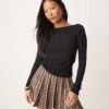 New Look Petite Pleated Mini Skirt In Leopard Print For Women Brown