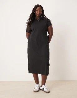 New Look Plus New Look Curve Jersey Tshirt Midi Dress In Black For Women