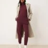 New Look Cuffed Joggers In Burgundy For Women