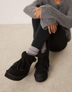 New Look Suedette Snow Boot In Black For Women