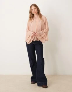 New Look Frill Sleeve Shell Top In Pale Pink For Women Light Pink