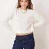 New Look Boucle Embellished Jumper In Cream For Women