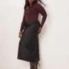 New Look Plus New Look Curve Satin Midi Bias Skirt In Black For Women